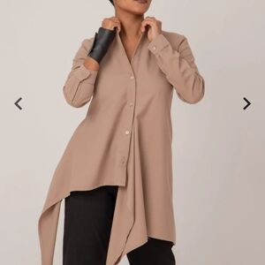 Adeptt Assymetric Shirt - Adrie Size L Warm Biege